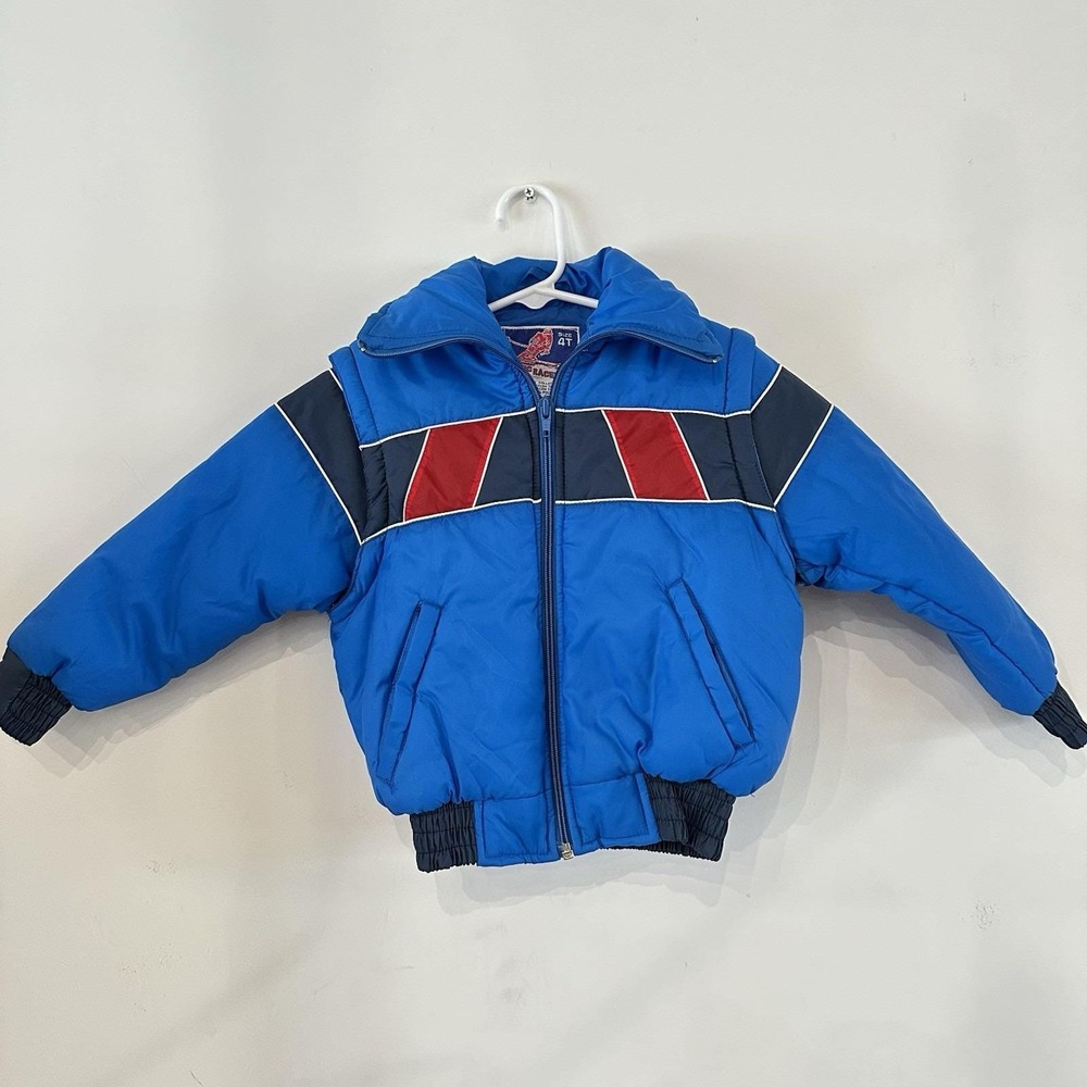 VTG Toddler 4T Boys Arctic Racer‎ Winter Coat Blue Snowmobile Removable Sleeves
